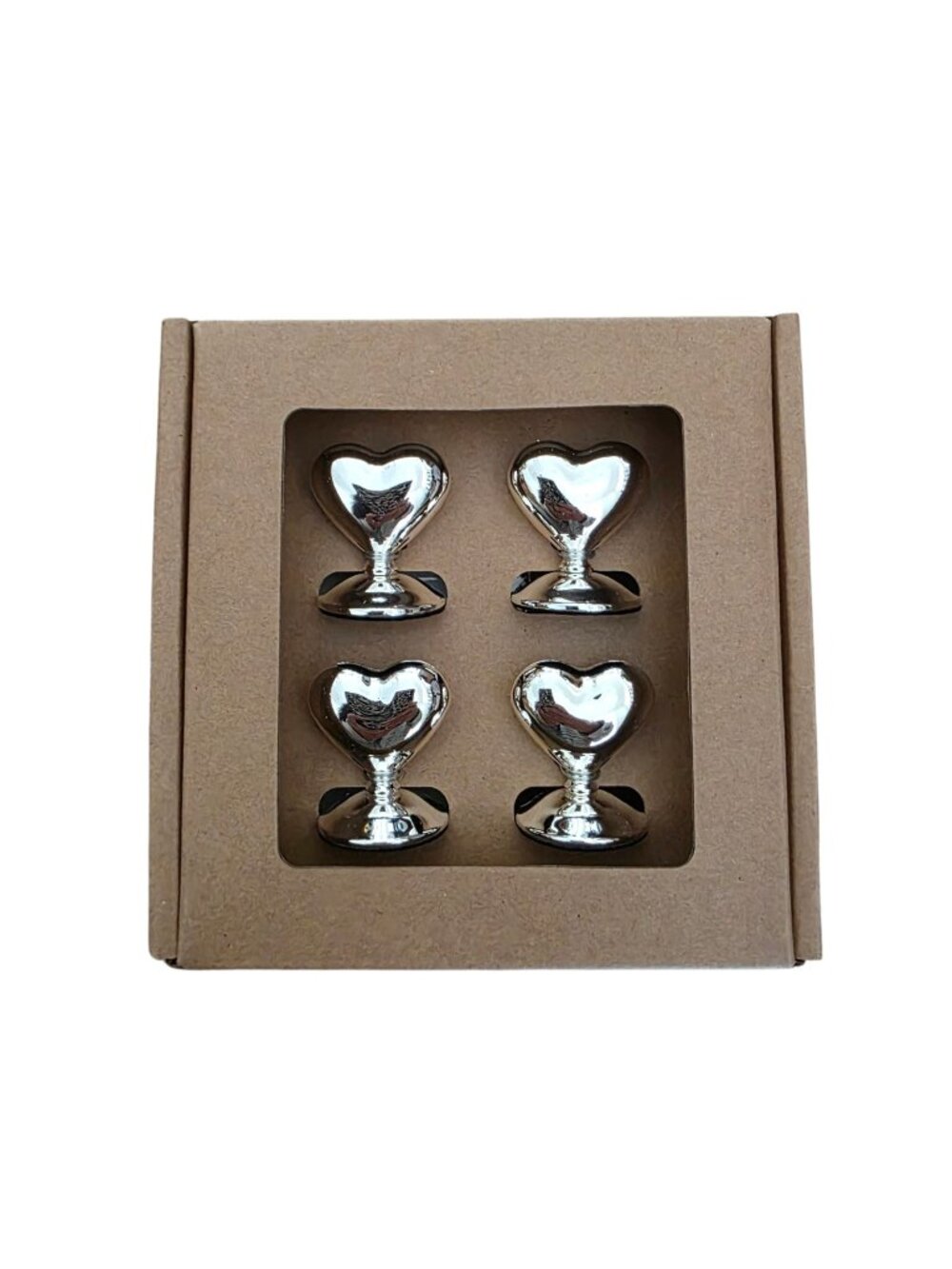Pottery Barn Silver Metal Heart Place Card Holders Set of 4 Dinner Table Decor